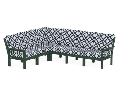 POLYWOOD® Vineyard 6-Piece Sectional in Green / Trellis Marine Indigo