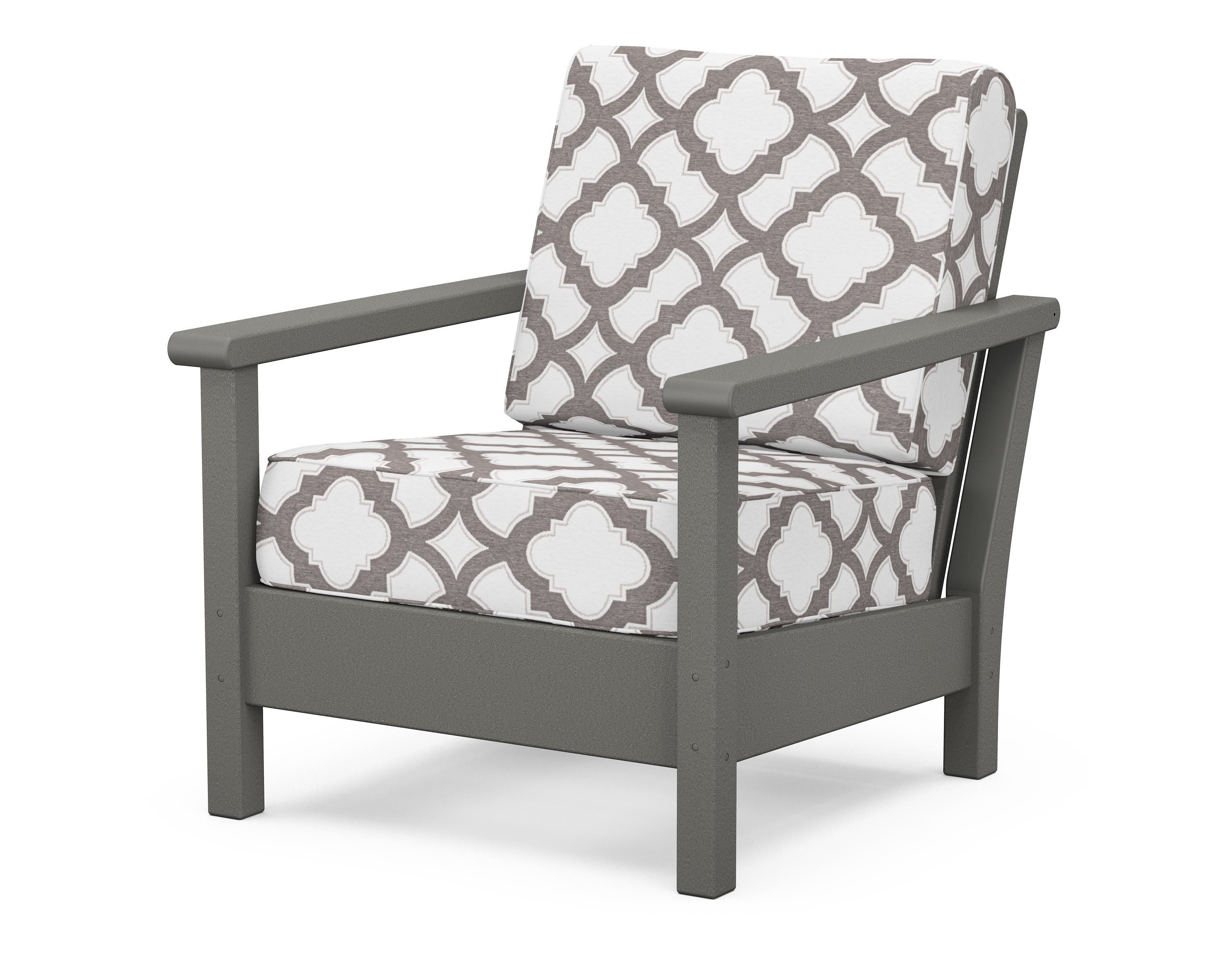 POLYWOOD® Harbour Deep Seating Chair in Slate Grey / Trellis Grey Mist