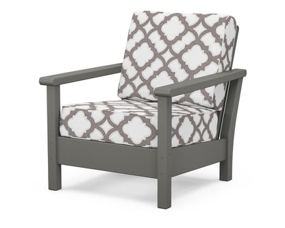 POLYWOOD® Harbour Deep Seating Chair in Slate Grey / Trellis Grey Mist