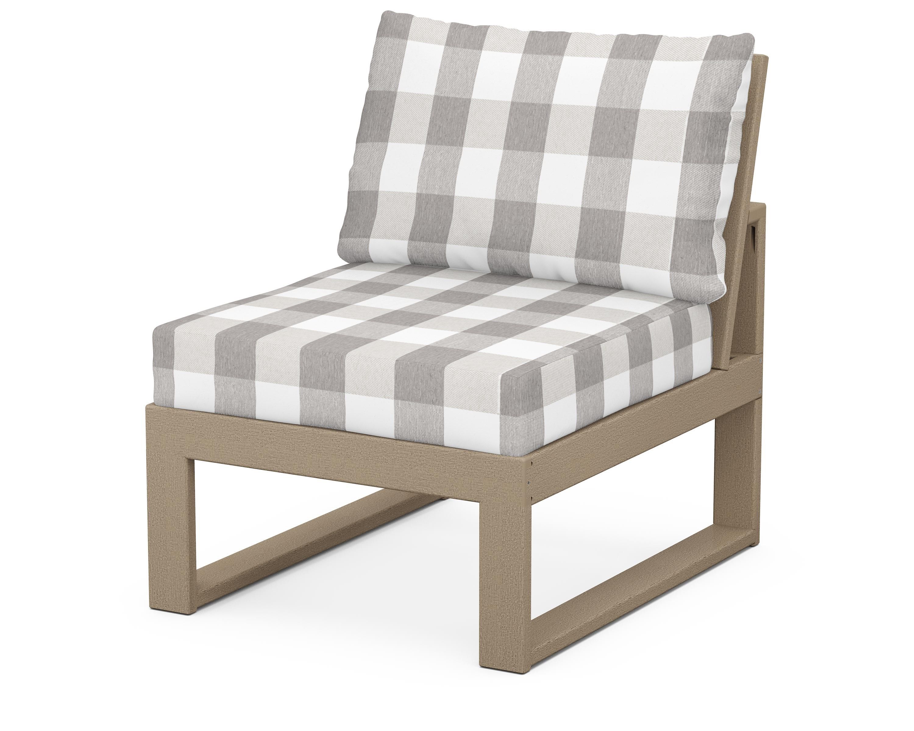 Unbranded Modular Armless Chair in Vintage Sahara / Buffalo Plaid Grey Mist