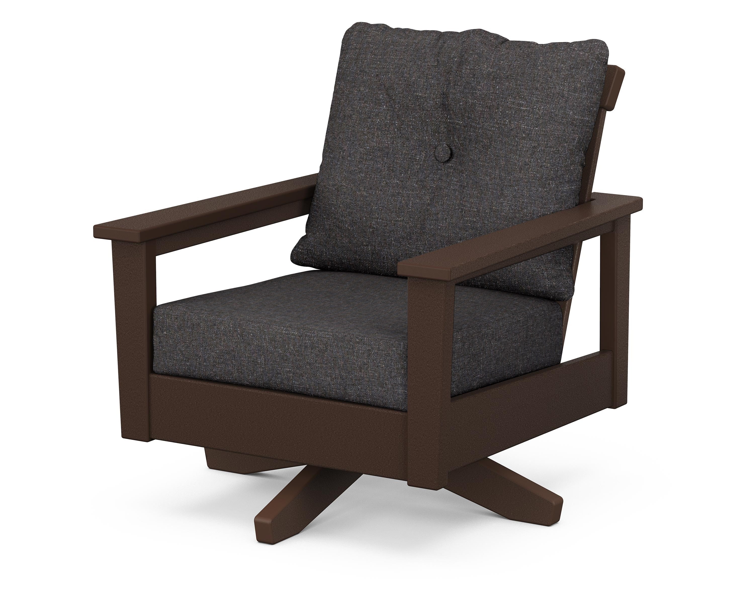 POLYWOOD® Prescott Deep Seating Swivel Chair in Mahogany / Ash Charcoal