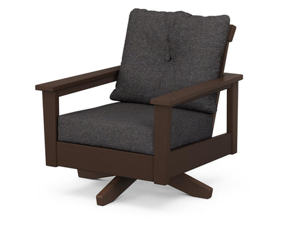 POLYWOOD® Prescott Deep Seating Swivel Chair in Mahogany / Ash Charcoal