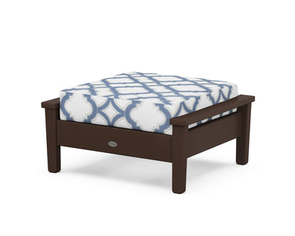 POLYWOOD® Prescott Deep Seating Ottoman in Mahogany / Trellis Sky Blue