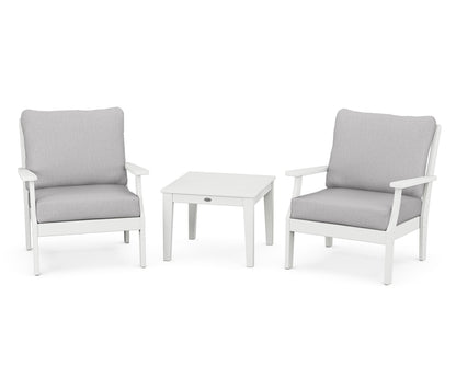 POLYWOOD® Braxton 3-Piece Deep Seating Set in White / Granite