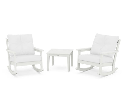 POLYWOOD® Vineyard 3-Piece Deep Seating Rocker Set in Vintage White / Natural
