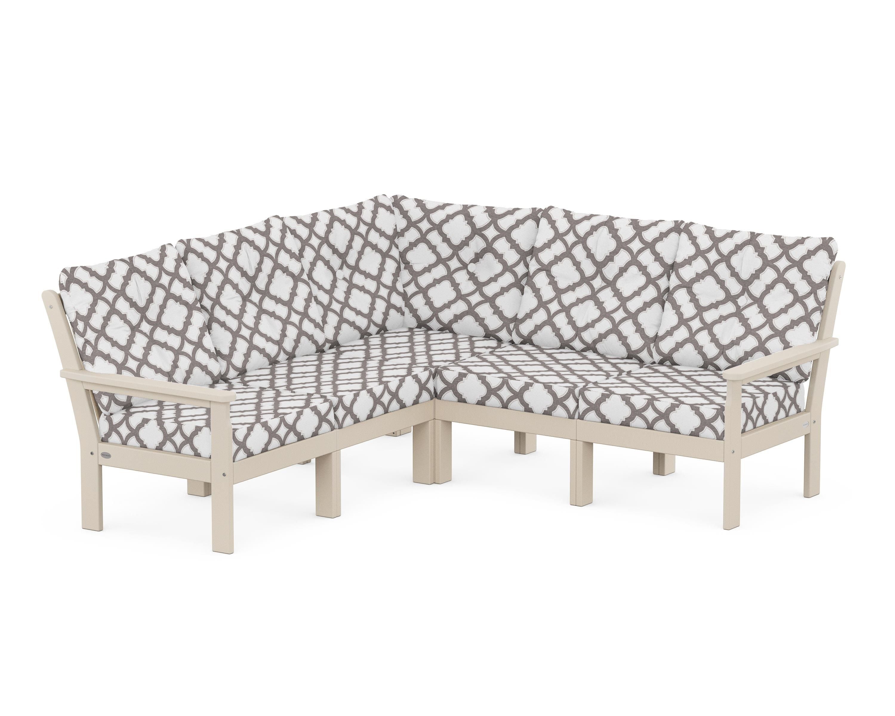POLYWOOD® Vineyard 5-Piece Sectional in Sand / Trellis Grey Mist