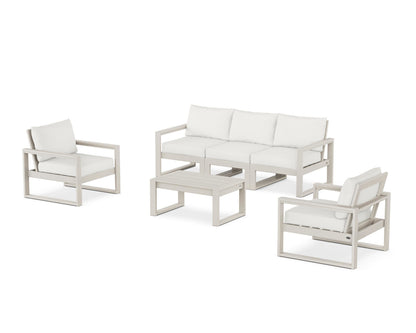 POLYWOOD® EDGE Sectional 4-Piece Deep Seating Set with Sofa in Sand / Natural Linen