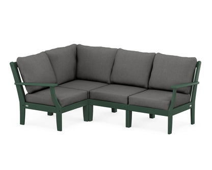 POLYWOOD® Braxton Modular 4-Piece Deep Seating Set in Green / Spectrum Carbon