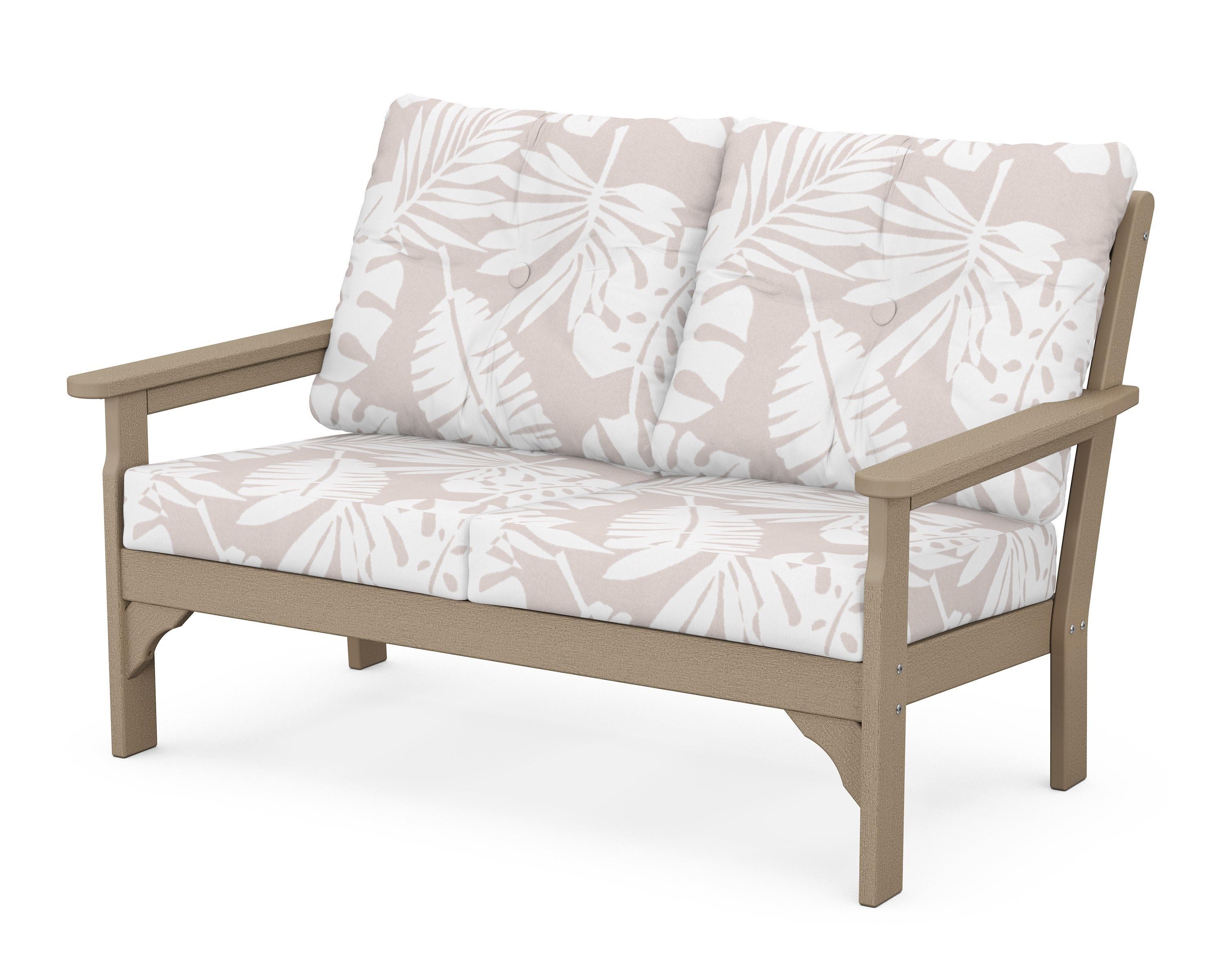 POLYWOOD® Vineyard Deep Seating Loveseat in Vintage Sahara / Leaf Dune Burlap