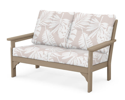 POLYWOOD® Vineyard Deep Seating Loveseat in Vintage Sahara / Leaf Dune Burlap