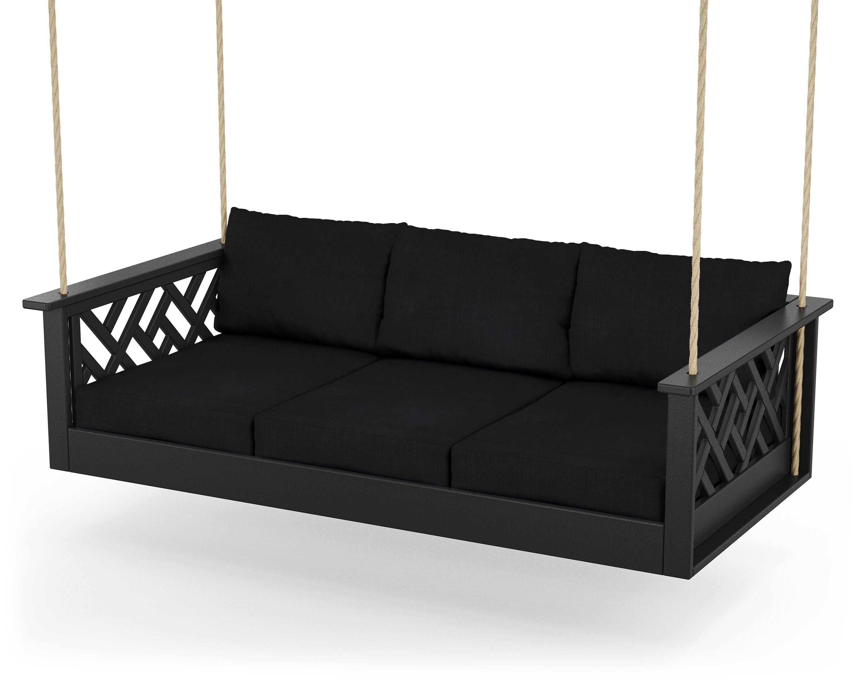 POLYWOOD® Chippendale Daybed Swing in Black / Midnight Linen