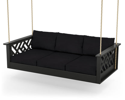 POLYWOOD® Chippendale Daybed Swing in Black / Midnight Linen