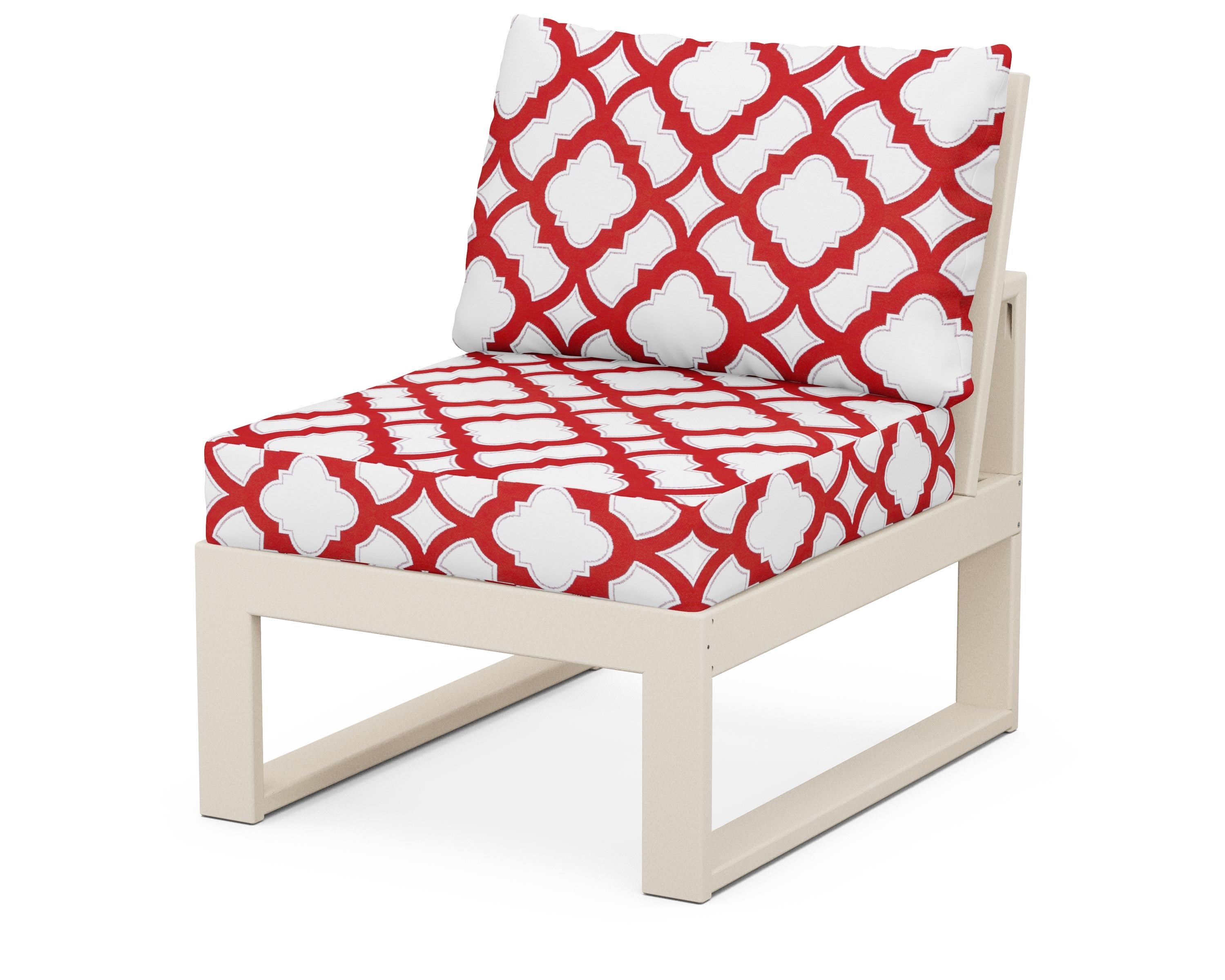 Unbranded Modular Armless Chair in Sand / Trellis Crimson