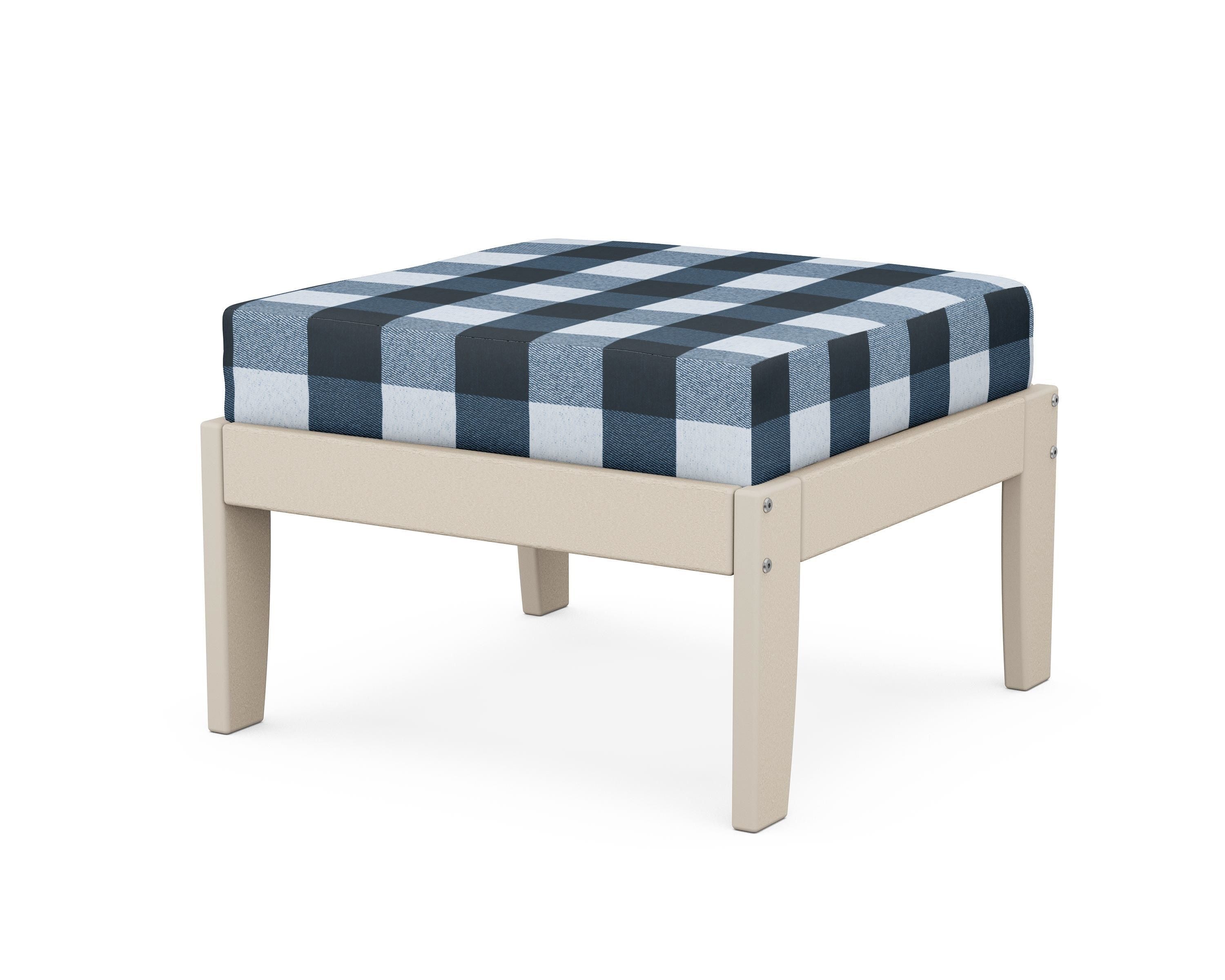 Unbranded Modular Ottoman - Classic in Sand / Buffalo Plaid Marine Indigo
