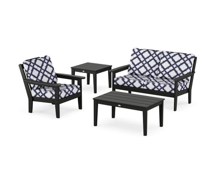Country Living Wovendale 4-Piece Deep Seating Set in Black / Trellis Navy