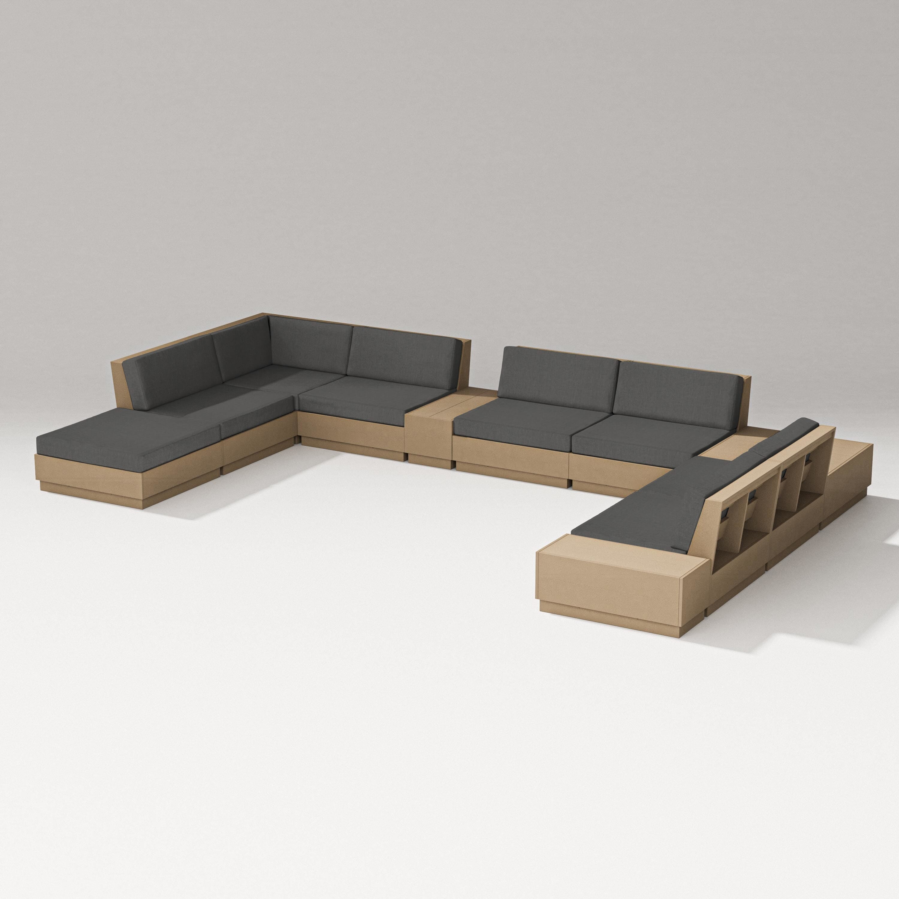 PW Designer Series Elevate 11-Piece Conversation Sectional Set in Vintage Sahara / Spectrum Carbon