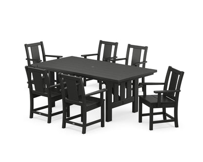 POLYWOOD® Prairie Arm Chair 7-Piece Mission Dining Set in Black