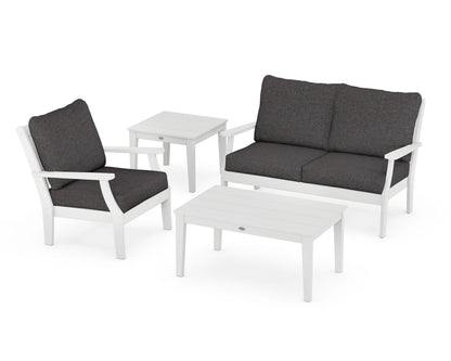 POLYWOOD® Braxton 4-Piece Deep Seating Set in White / Ash Charcoal