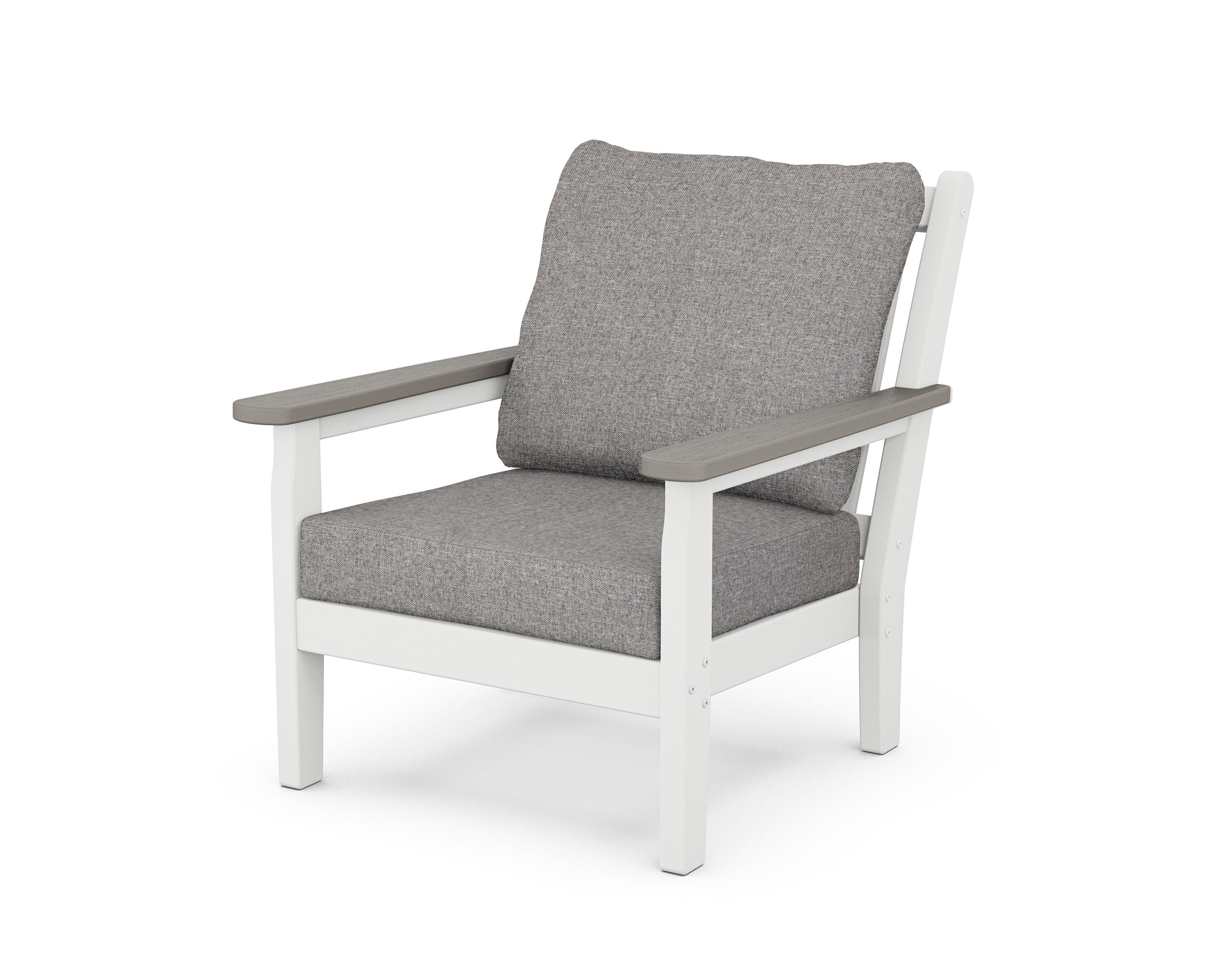 POLYWOOD® Chippendale Deep Seating Chair in White / Driftwood / Grey Mist