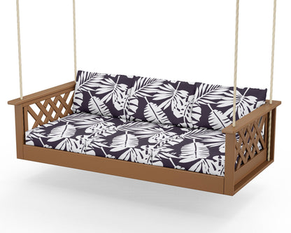 Country Living Wovendale Daybed Swing in Teak / Leaf Navy