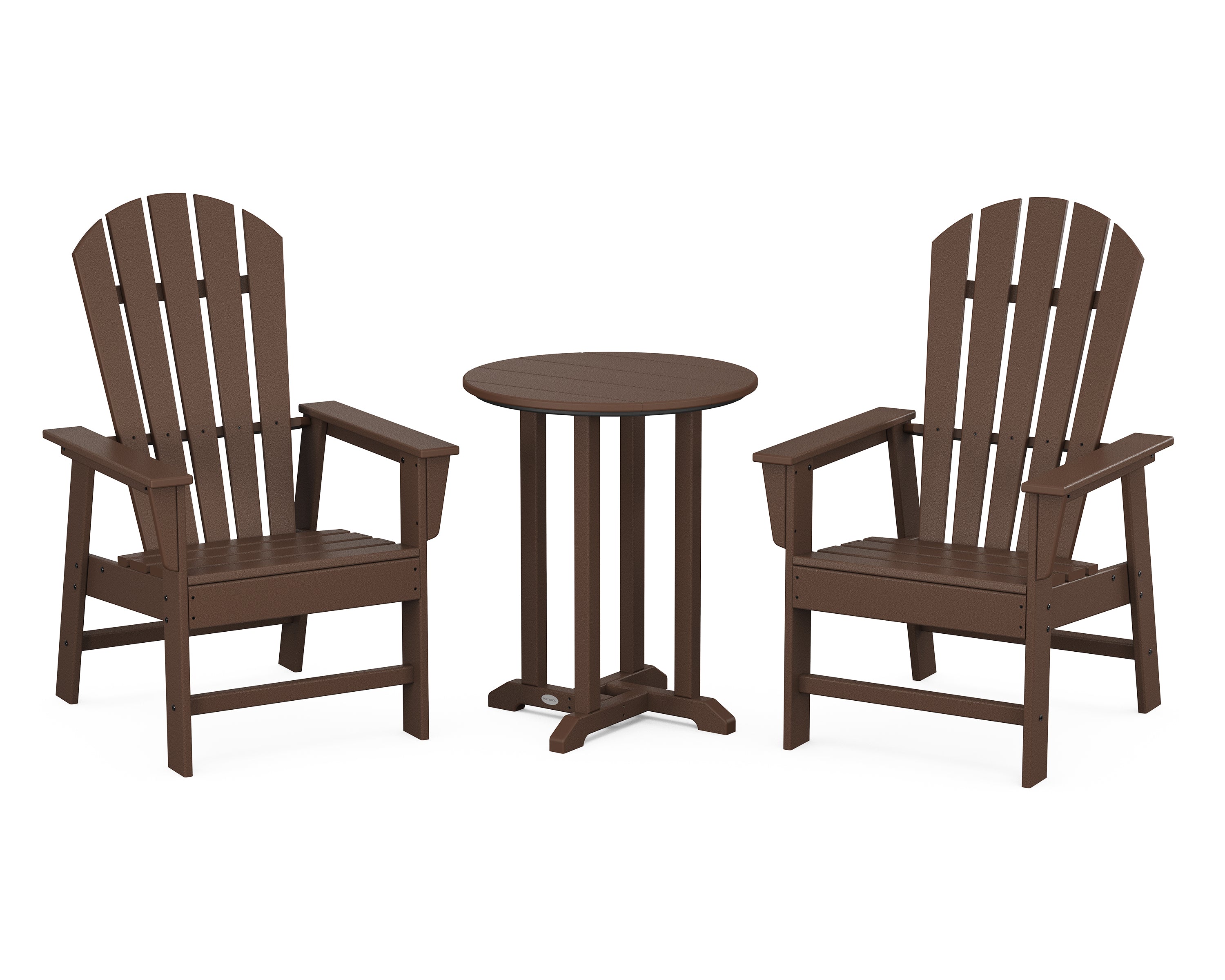 POLYWOOD® South Beach 3-Piece Round Farmhouse Bistro Dining Set in Mahogany