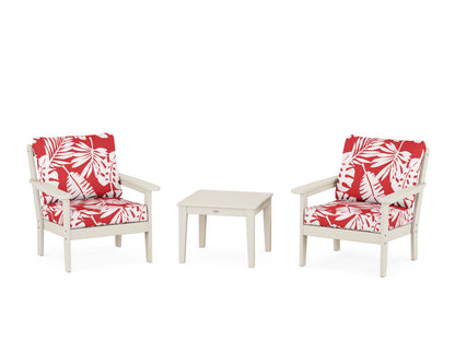 Country Living Cottage 3-Piece Deep Seating Set in Sand / Leaf Crimson