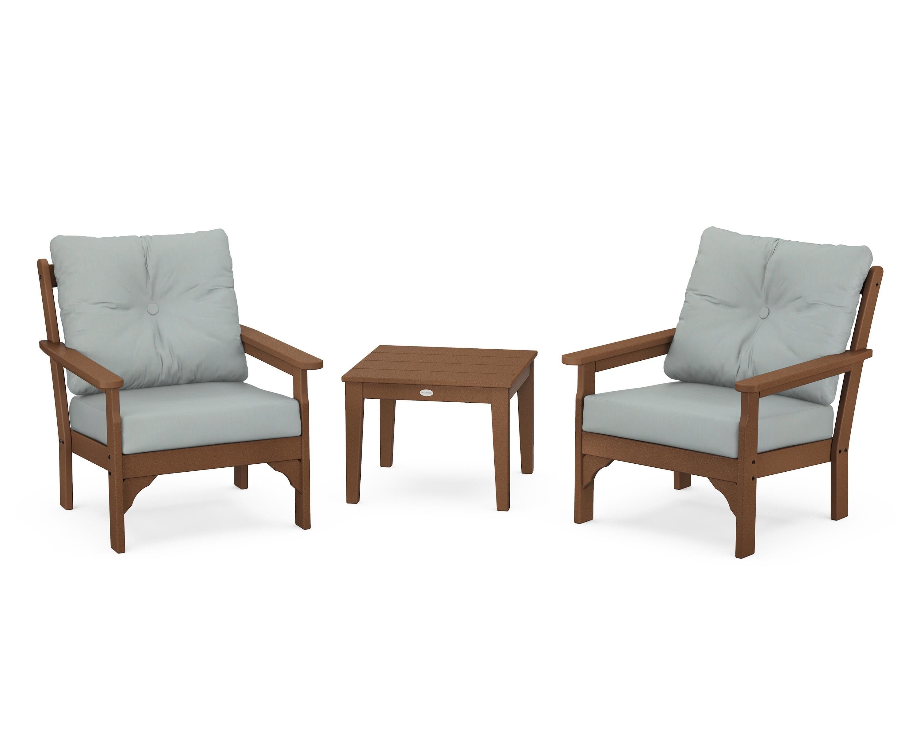 POLYWOOD® Vineyard 3-Piece Deep Seating Set in Teak / Spa