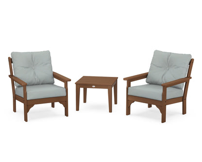 POLYWOOD® Vineyard 3-Piece Deep Seating Set in Teak / Spa