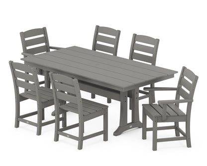 POLYWOOD® Lakeside 7-Piece Farmhouse Dining Set with Trestle Legs in Slate Grey