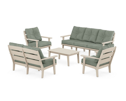 POLYWOOD® Lakeside 5-Piece Lounge Sofa Set in Sand / Cast Sage