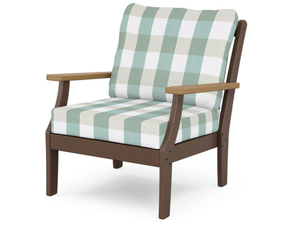 POLYWOOD® Braxton Deep Seating Chair in Mahogany / Natural / Buffalo Plaid Glacier Spa
