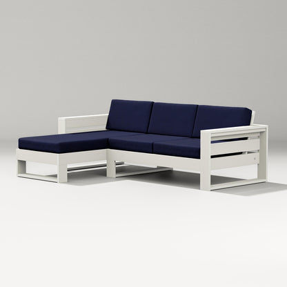 PW Designer Series Latitude Left Chaise Sectional in Vintage White / Navy