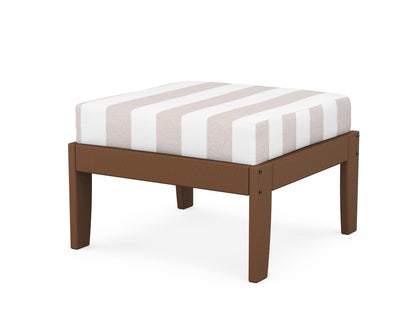 Unbranded Modular Ottoman - Classic in Teak / Cabana Stripe Dune Burlap