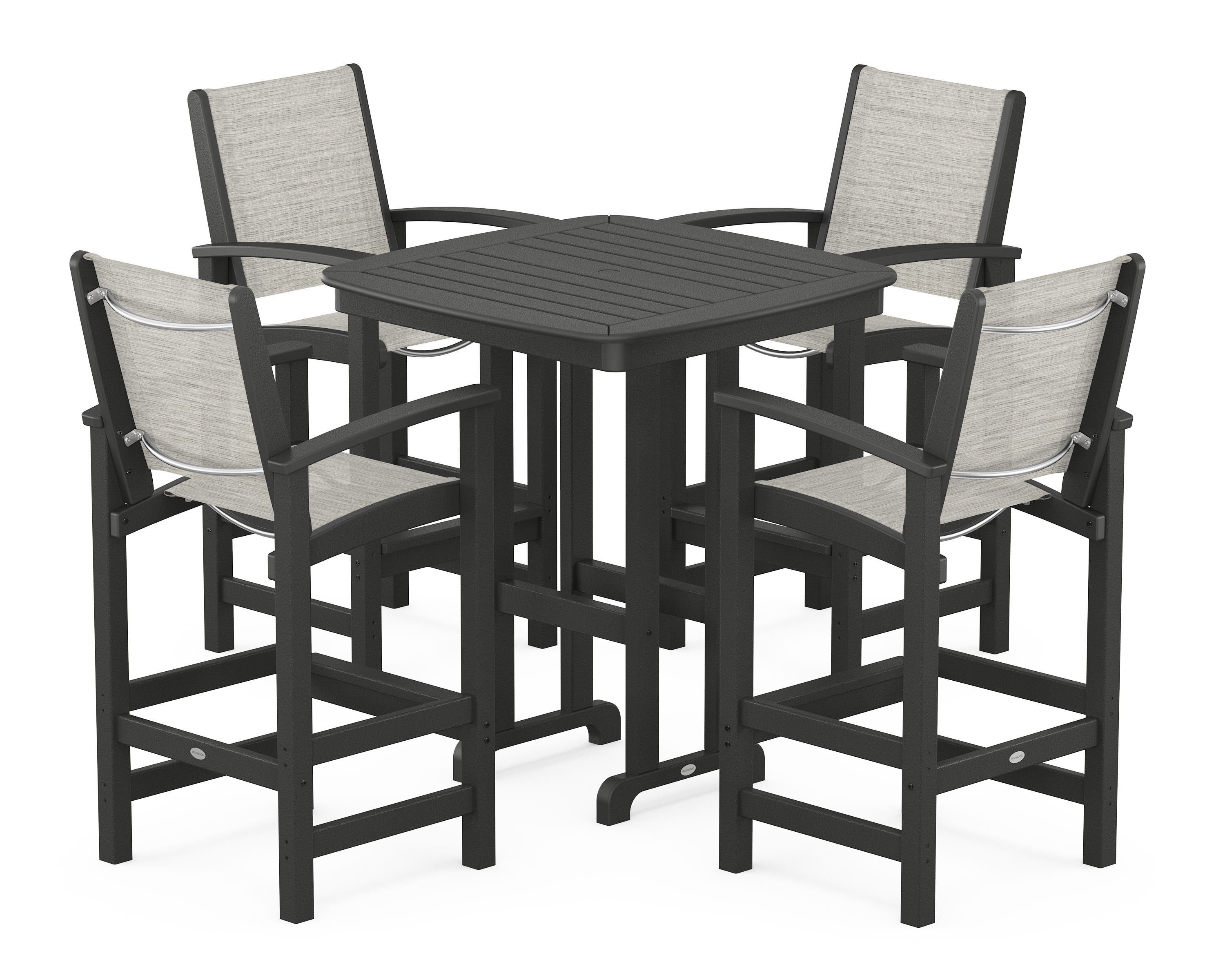 POLYWOOD® Coastal 5-Piece Bar Set in Black / Birch Sling