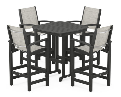 POLYWOOD® Coastal 5-Piece Bar Set in Black / Birch Sling