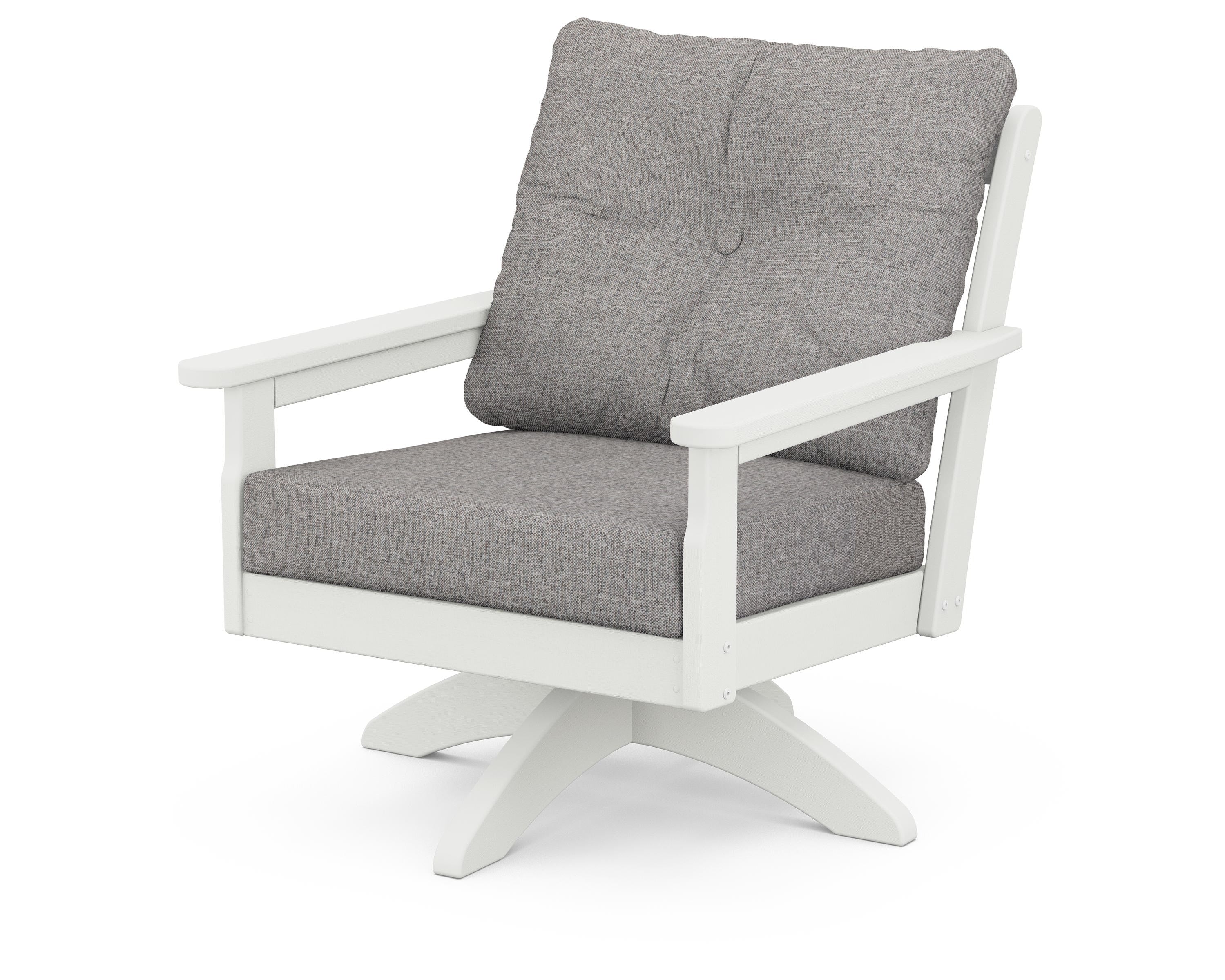 POLYWOOD® Vineyard Deep Seating Swivel Chair in Vintage White / Grey Mist