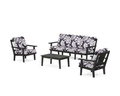 POLYWOOD® Prairie 4-Piece Deep Seating Set with Sofa in Black / Leaf Navy