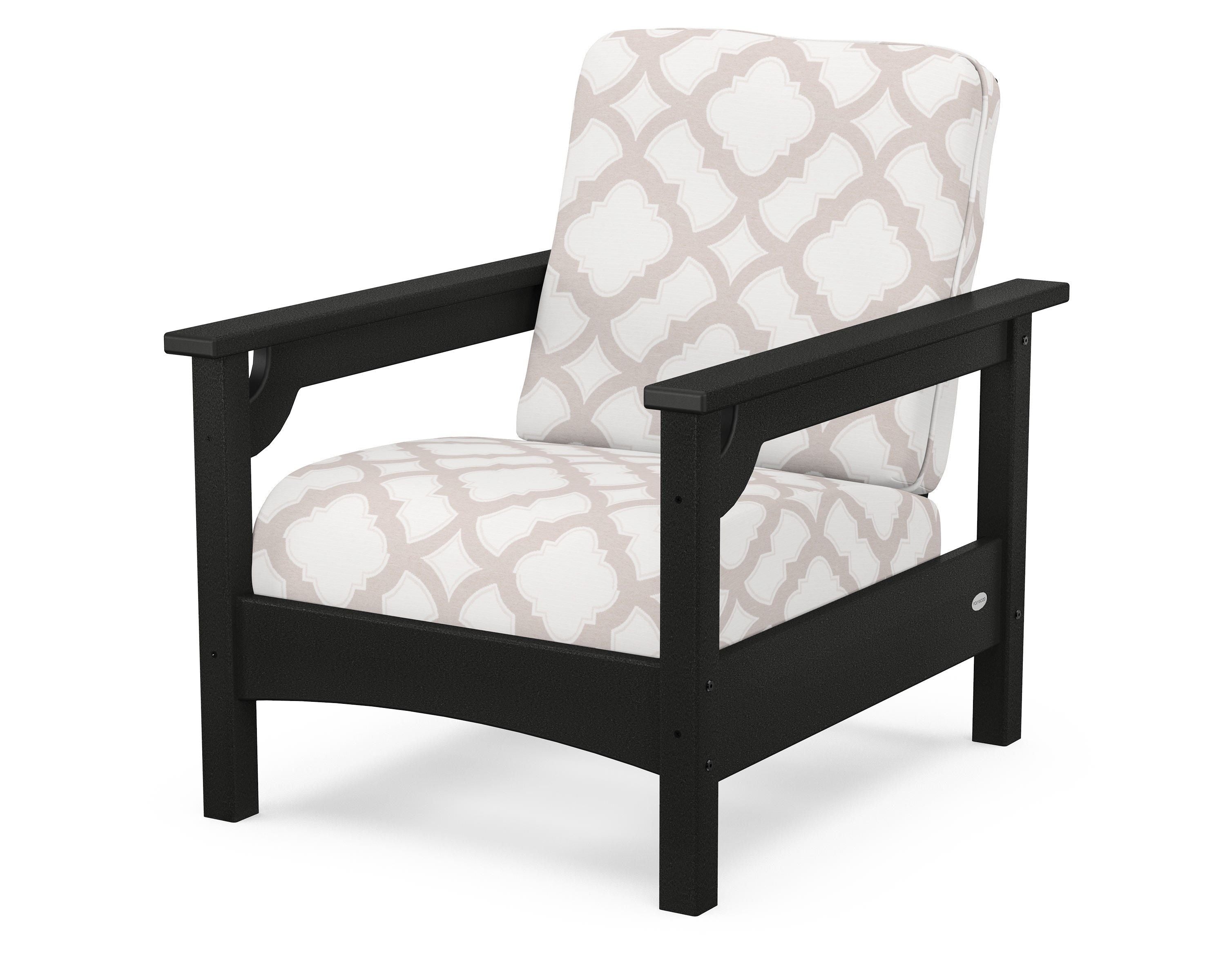 POLYWOOD® Club Chair in Black / Trellis Dune Burlap