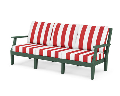 Martha Stewart by POLYWOOD® Chinoiserie Deep Seating Sofa in Green / Cabana Stripe Crimson