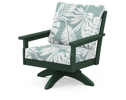 POLYWOOD® Vineyard Deep Seating Swivel Chair in Green / Leaf Glacier Spa