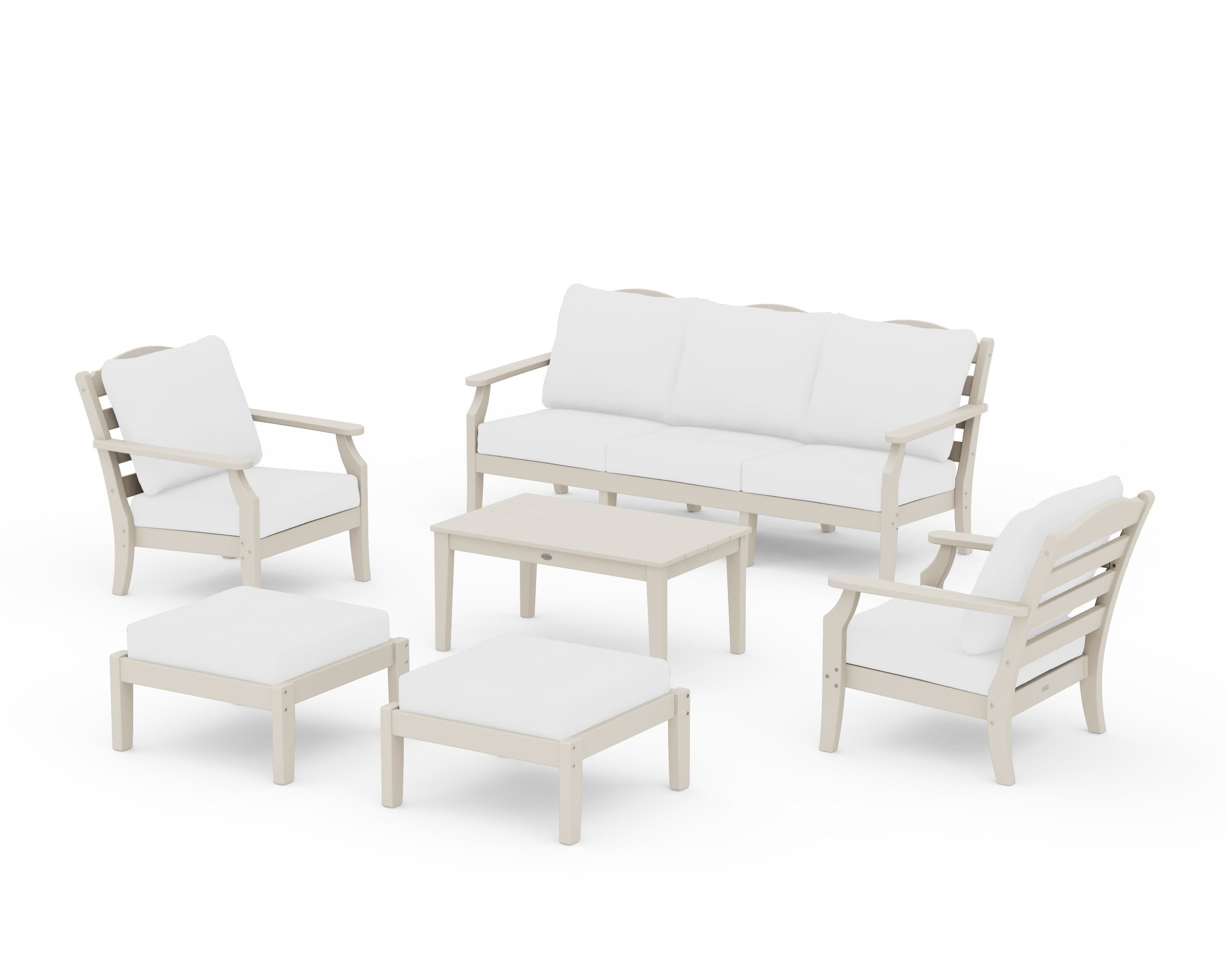Draper James™ by  POLYWOOD® Savannah 6-Piece Lounge Sofa Set in Sand / Natural