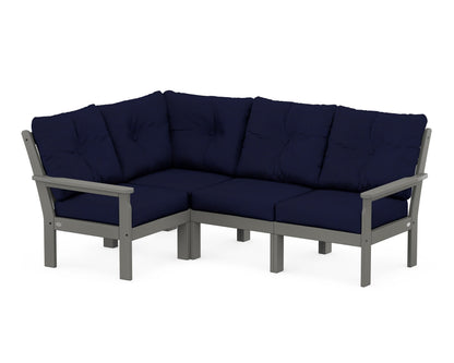 POLYWOOD® Vineyard 4-Piece Sectional in Slate Grey / Navy