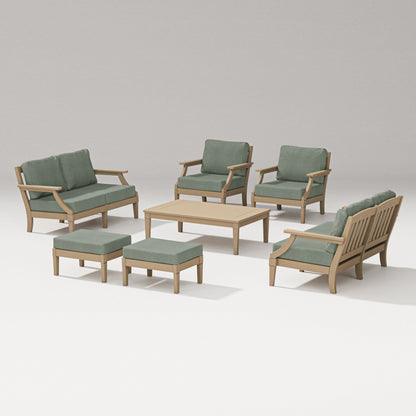 PW Designer Series Estate 7-Piece Lounge Loveseat Set in Vintage Sahara / Cast Sage