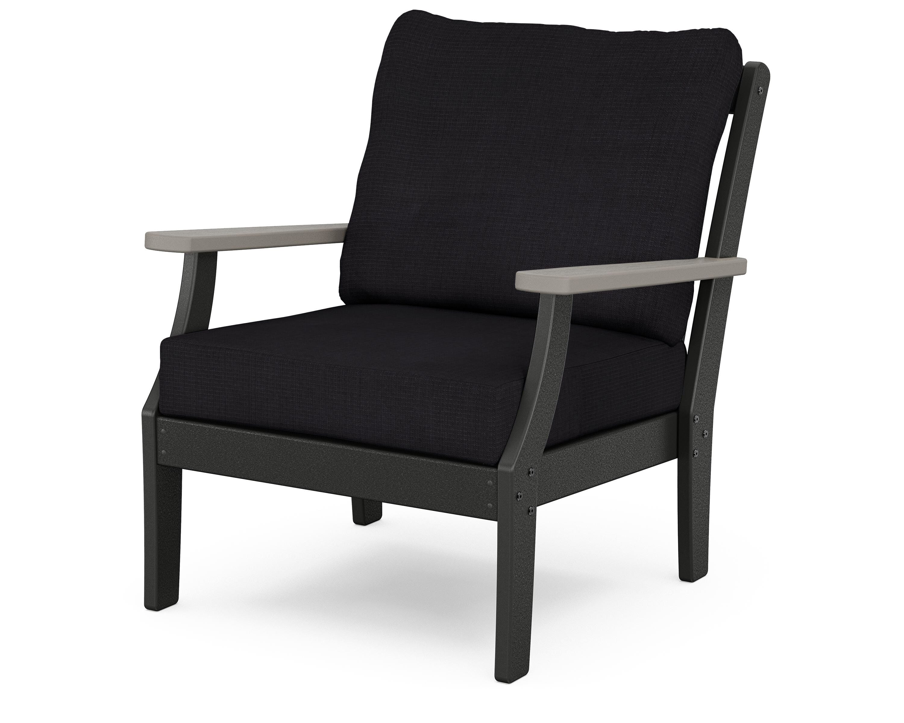 POLYWOOD® Braxton Deep Seating Chair in Black / Driftwood / Midnight Linen