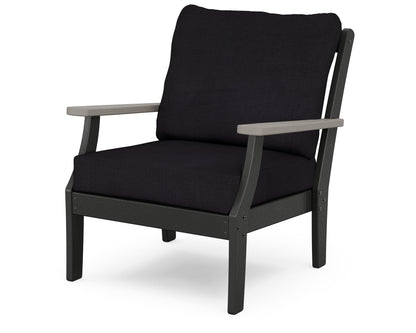 POLYWOOD® Braxton Deep Seating Chair in Black / Driftwood / Midnight Linen