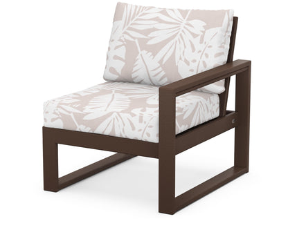 POLYWOOD® EDGE Modular Right Arm Chair in Mahogany / Leaf Dune Burlap