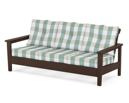 POLYWOOD® Prescott Deep Seating Sofa in Mahogany / Buffalo Plaid Glacier Spa
