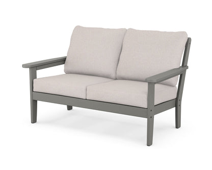 Country Living Cottage Deep Seating Loveseat in Slate Grey / Dune Burlap