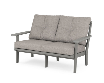 POLYWOOD® Oxford Deep Seating Loveseat in Slate Grey / Weathered Tweed