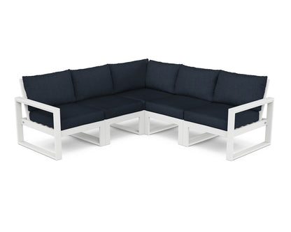 POLYWOOD® EDGE 5-Piece Modular Deep Seating Set in White / Marine Indigo